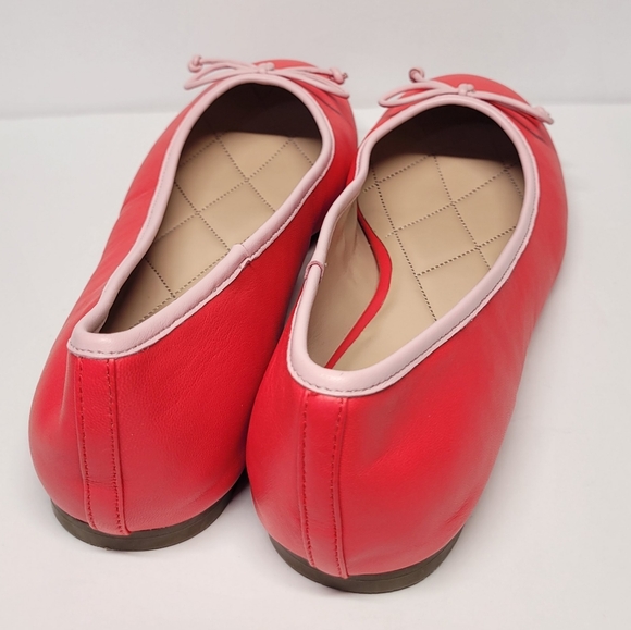 Talbots Blair Red Leather Ballet Flats with Pink Trim - Picture 6 of 9